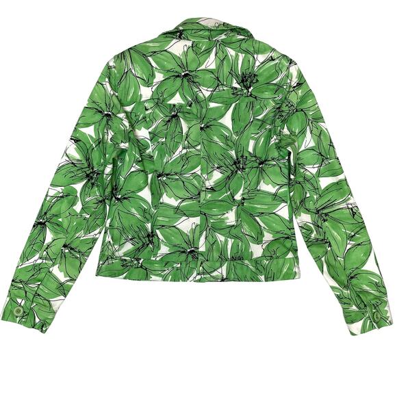 Rafaella Women’s Cropped Button-Up Jacket, Green Floral Print, Size M - Picture 2 of 9
